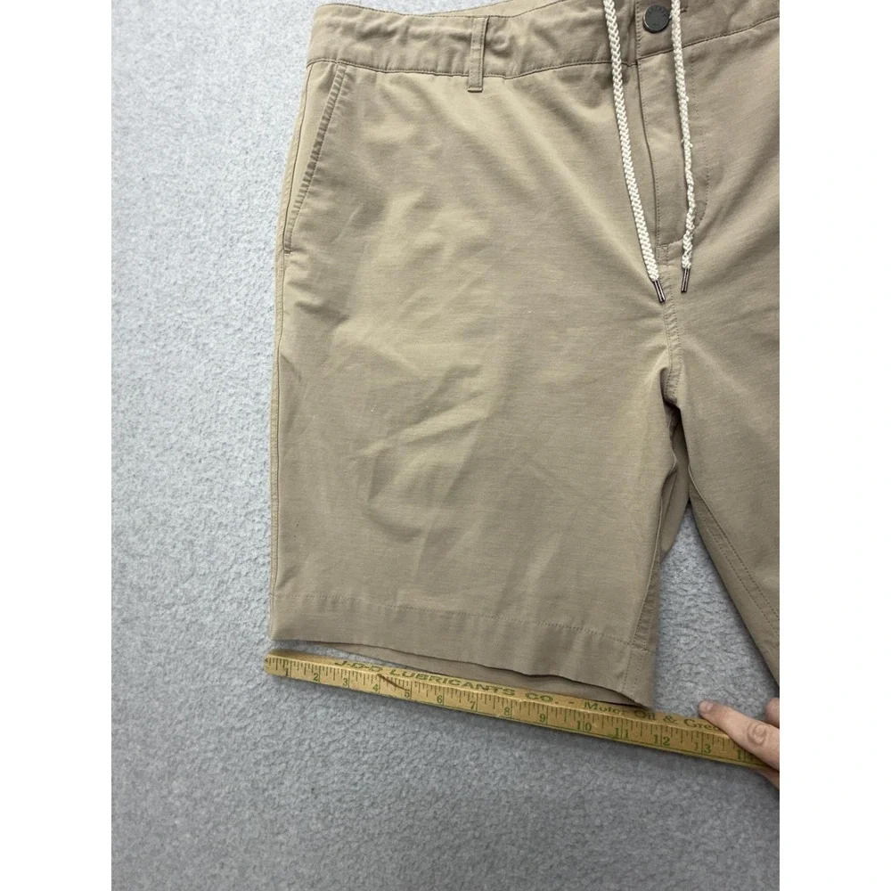 Faherty All Day Shorts Mens 38 Beige Chino 8 Inseam Drawstring Stretch Casual